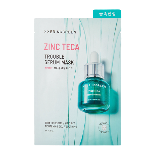 Bring Green - Zinc Teca Trouble Serum Mask Sheet - Успокаивающая тканевая маска с цинком - 1шт./20g