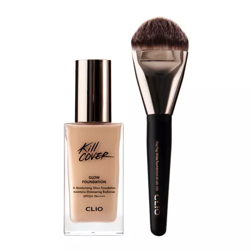 CLIO - Kill Cover Glow Foundation Special Set - Сияющая тональная основа с SPF50 + Кисточка - Linen - 38g