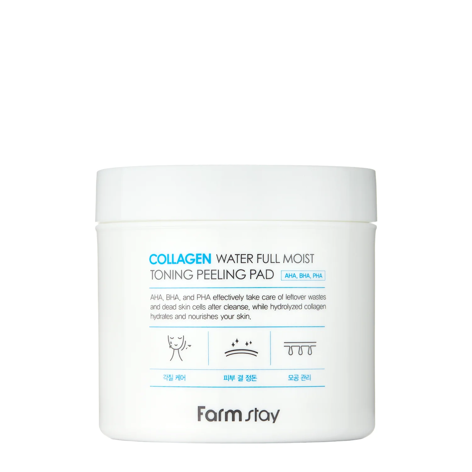 Farmstay - Collagen Water Full Moist Toning Peeling Pad - Тонизирующие и отшелушивающие пэды с коллагеном - 70шт./150ml