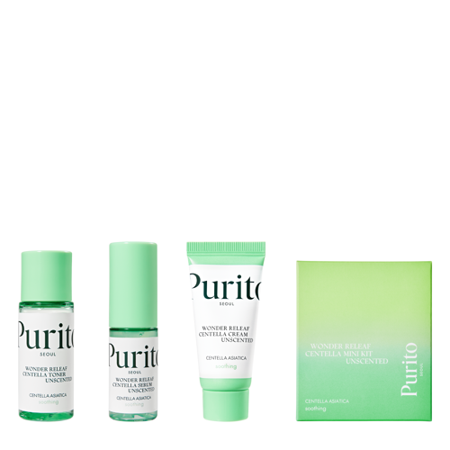 Purito Seoul - Wonder Releaf Centella Mini Kit Unscented - Набор успокаивающих средств без запаха