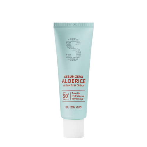 Be The Skin - Sebum Zero Aloerice Vegan Sun Cream SPF 50+ PA++++ - Заспокійливий сонцезахисний крем - 50ml