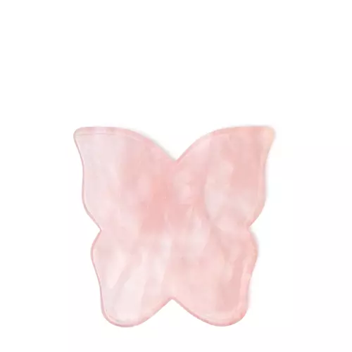 Crystallove - Кварцовий камінь для масажу обличчя Gua Sha - Płytka do Masażu Twarzy Gua Sha - Motylek z Kwarcu Różowego