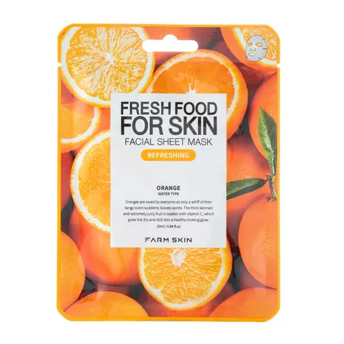 Farmskin - Fresh Food For Skin Facial Sheet Mask Orange - Освіжаюча тканинна маска з екстрактом апельсина - 25ml