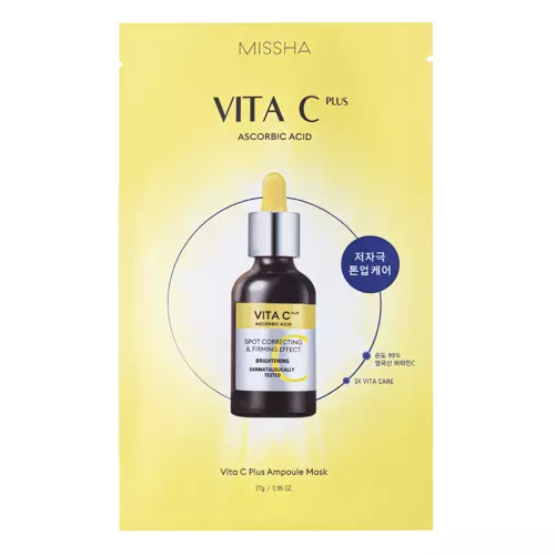 Missha - Тканинна маска для обличчя з вітаміном С - Vita C Plus Spot Correcting & Firming Ampoule Sheet Mask - 27g